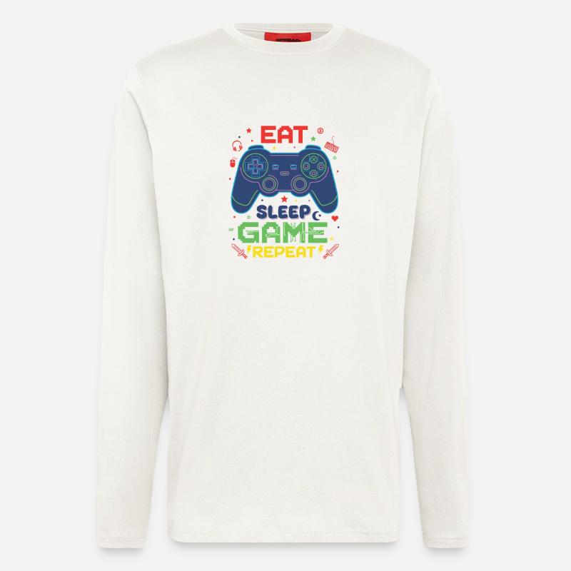 Eat Sleep Game Repeat Neon Controller - Langarmshirt - made by SPREAD  - OFF WHITE