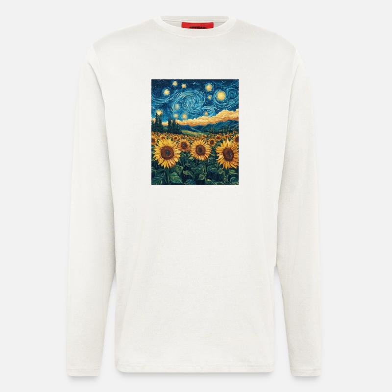 Sonnenblume Van Gogh Style Starry Night - Langarmshirt - made by SPREAD  - OFF WHITE