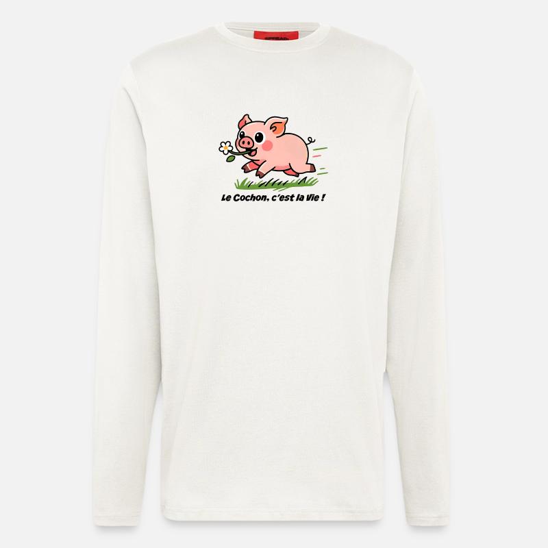 Le Cochon c'est la vie! - Langarmshirt - made by SPREAD  - OFF WHITE