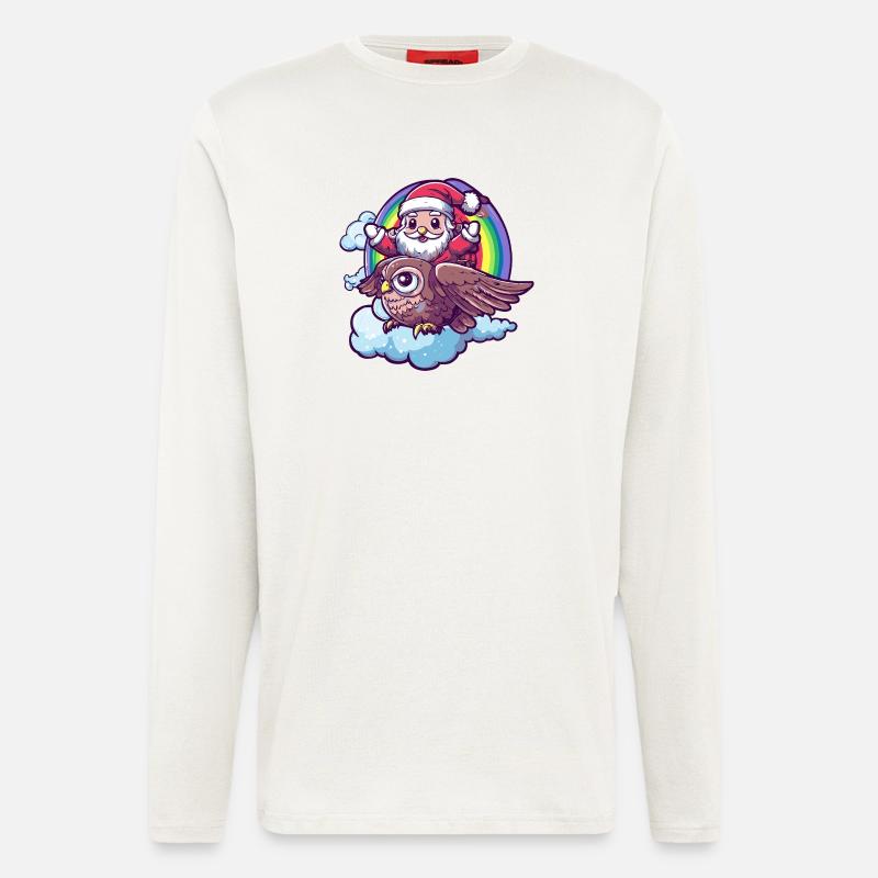Eule Weihnachtsmann Weihnachten - Langarmshirt - made by SPREAD  - OFF WHITE