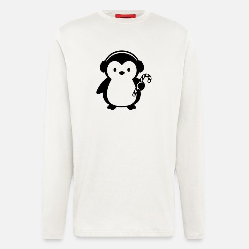 Cute Penguin with Candy Cane | Christmas - Longsleeve - made by SPREAD  - OFF WHITE