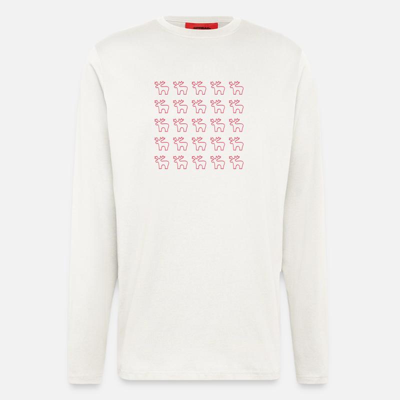 Red Reindeer Silhouette Pattern - Longsleeve - made by SPREAD  - OFF WHITE