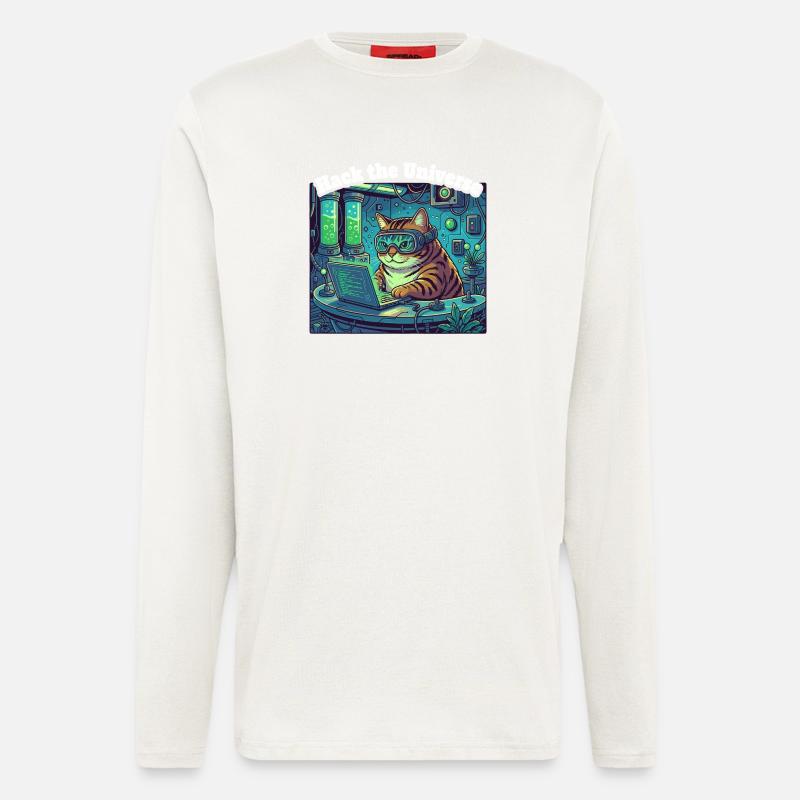 Hacker cat in the universe - Longsleeve - made by SPREAD  - OFF WHITE