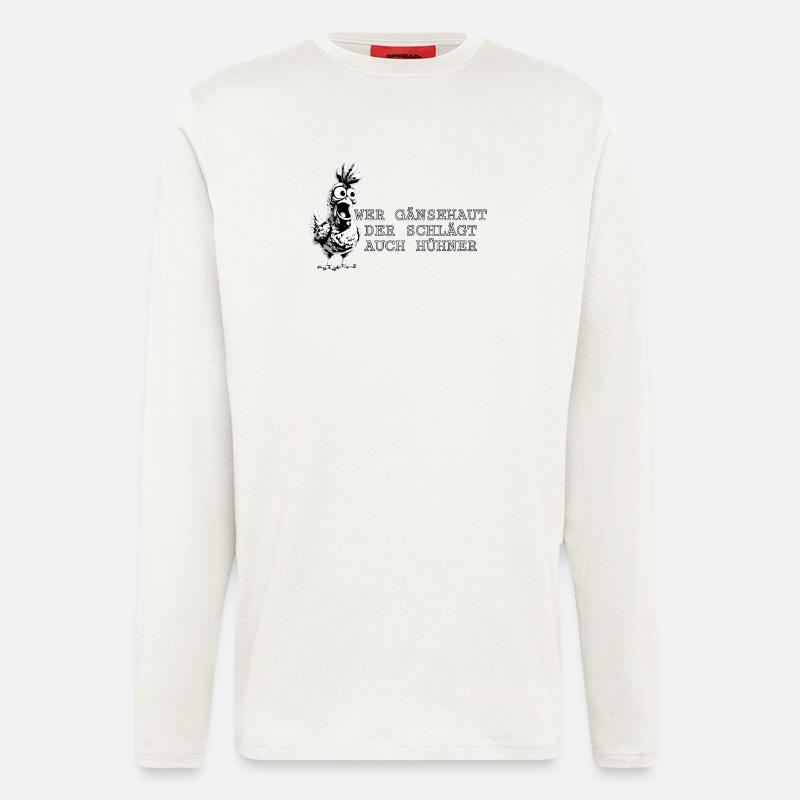 Gänsehaut - mit Comic-Huhn - Langarmshirt - made by SPREAD  - OFF WHITE