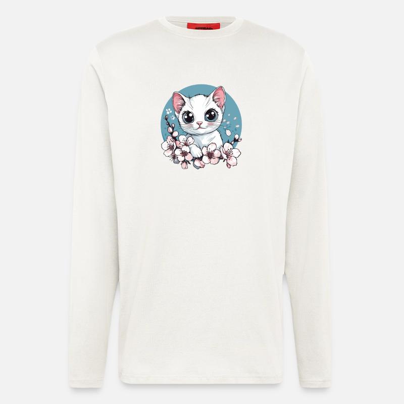 Kittens in the cherry blossom circle - Longsleeve - made by SPREAD - OFF WHITE