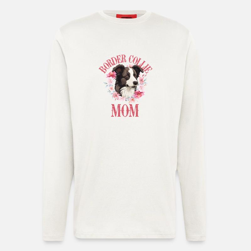 Border Collie Mama Blumen - Langarmshirt - made by SPREAD  - OFF WHITE