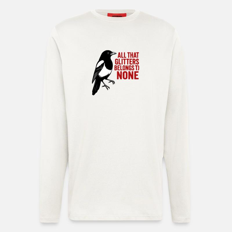 Krähe und roter Glitter-Spruch - Langarmshirt - made by SPREAD  - OFF WHITE