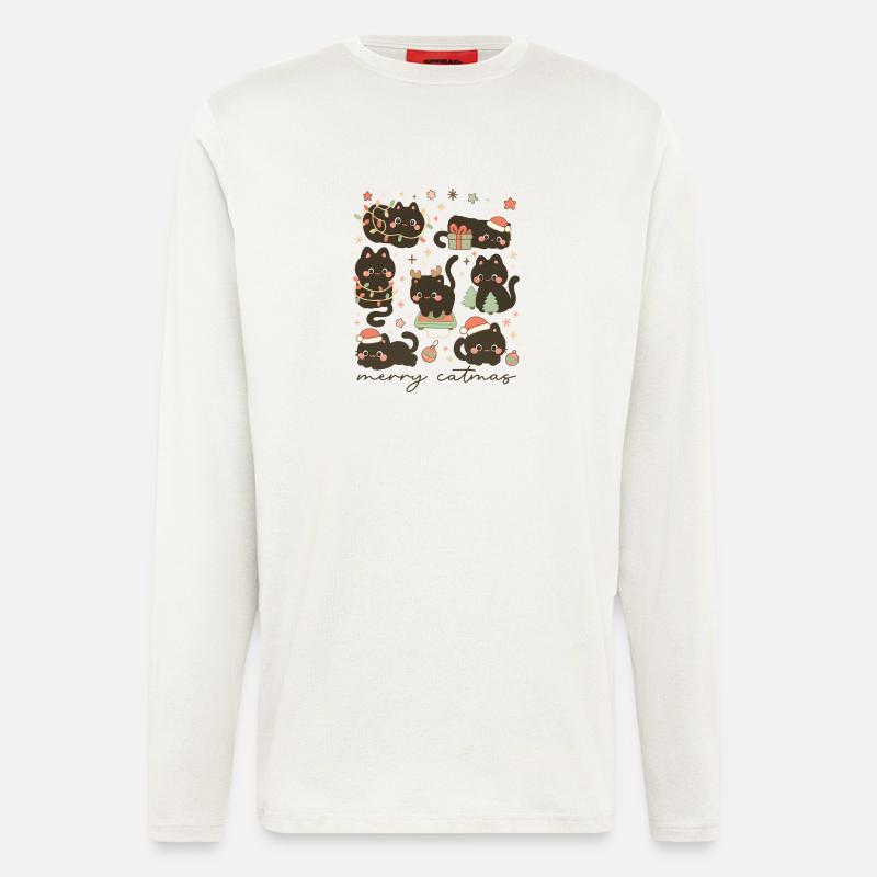 Fröhliche Katzen Kuschelige Katzen, Liebe Kätzchen - Langarmshirt - made by SPREAD  - OFF WHITE
