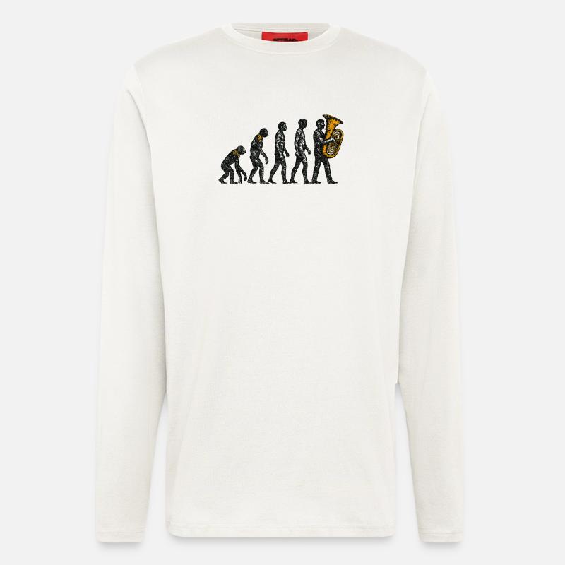 Evolution to Tuba Player Grunge Design - Longsleeve - made by SPREAD  - OFF WHITE