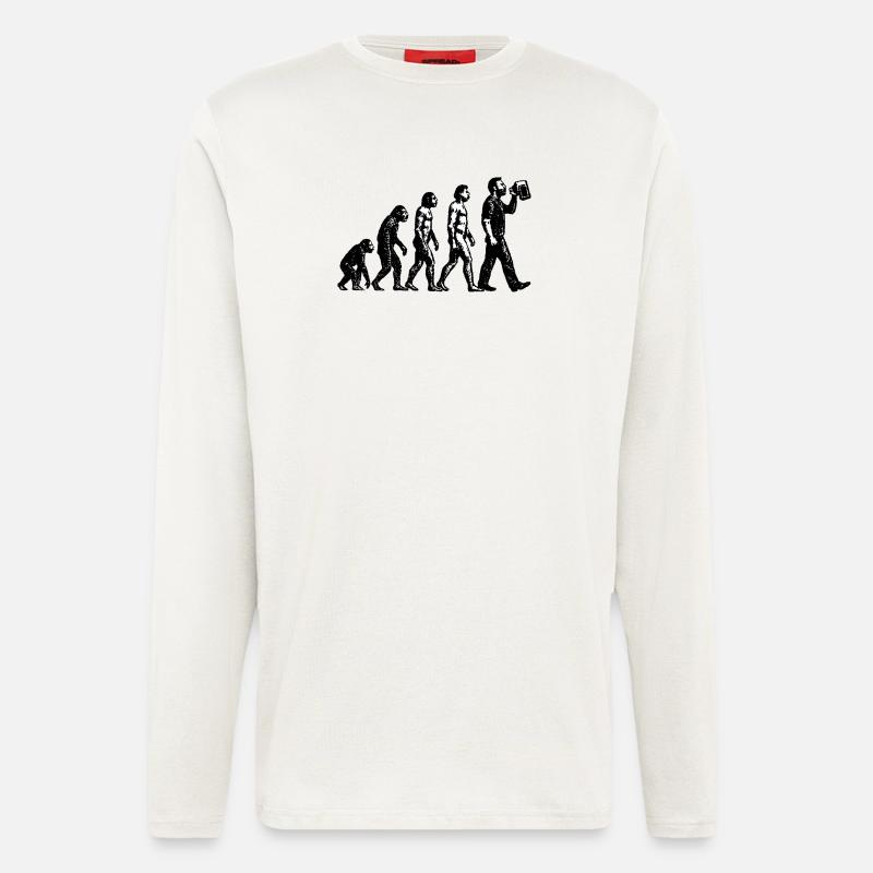 Evolution zum Biertrinker Grunge Design - Langarmshirt - made by SPREAD  - OFF WHITE