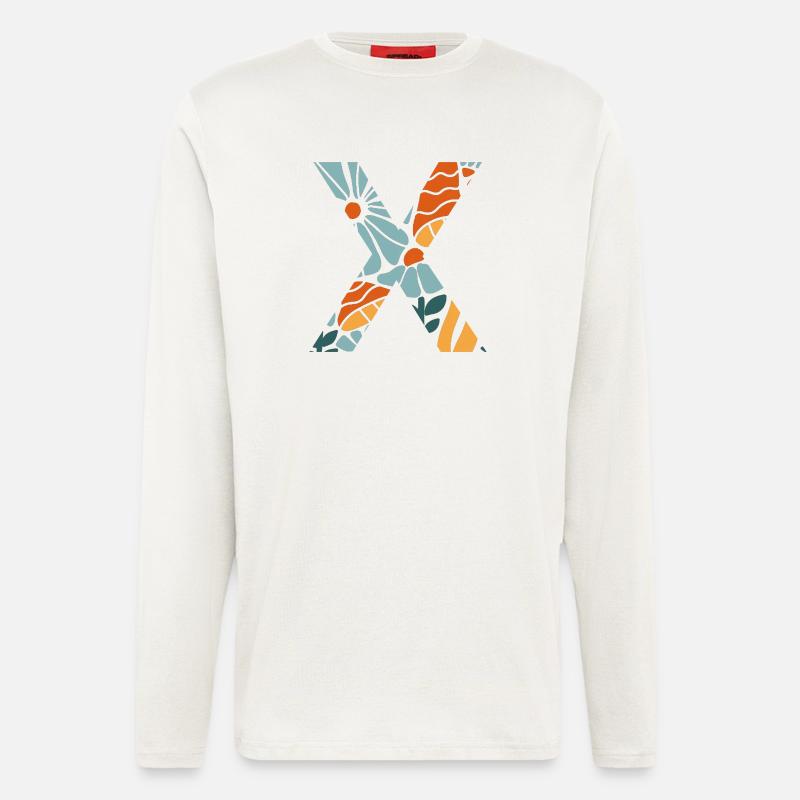 Letter x groovy flowers Geschenkidee - Langarmshirt - made by SPREAD  - OFF WHITE