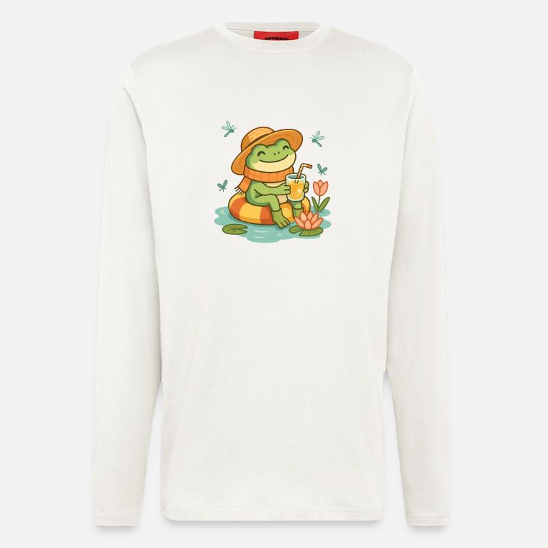 Summer Frog – Cozy Frog with Lemonade - Longsleeve - made by SPREAD  - OFF WHITE