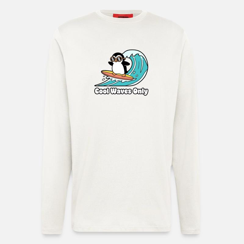 Penguin Surfer Wave Magic - Longsleeve - made by SPREAD  - OFF WHITE
