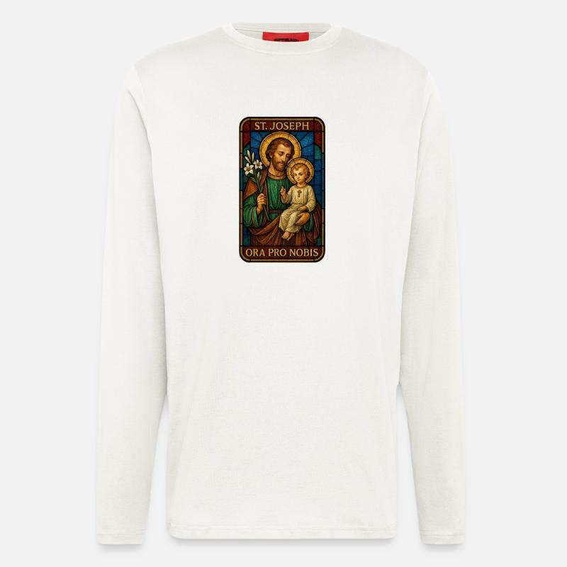 St Josef Ikon: Vater mit Kind - Langarmshirt - made by SPREAD - OFF WHITE