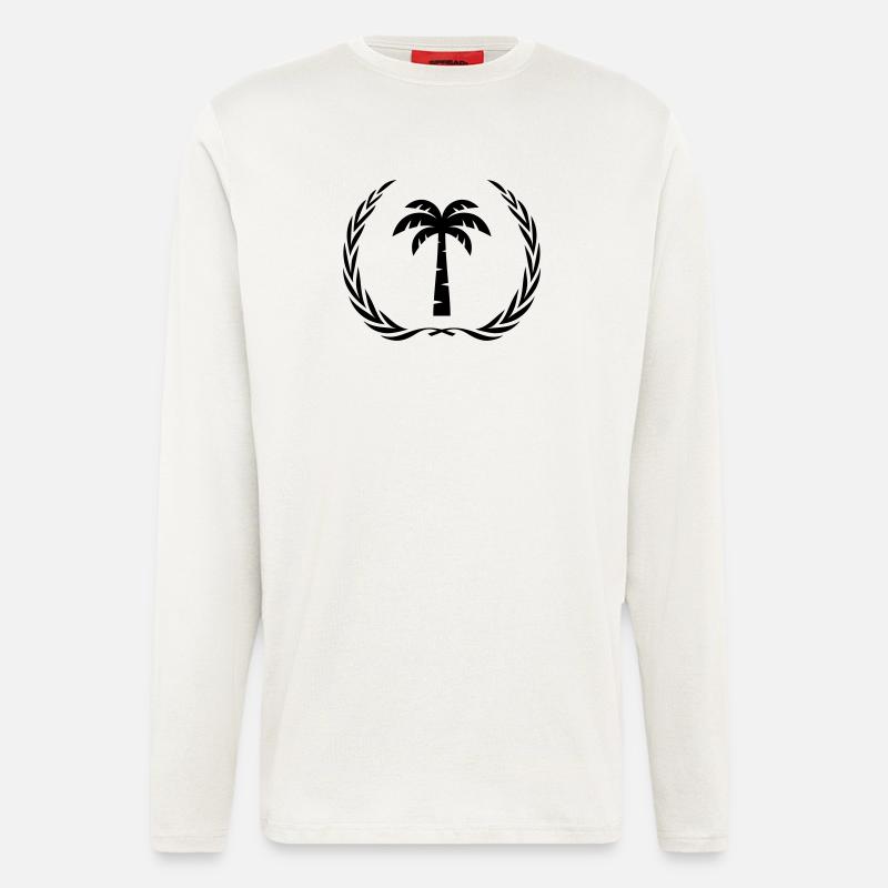 Palme Symbol Kranz - Langarmshirt - made by SPREAD  - OFF WHITE