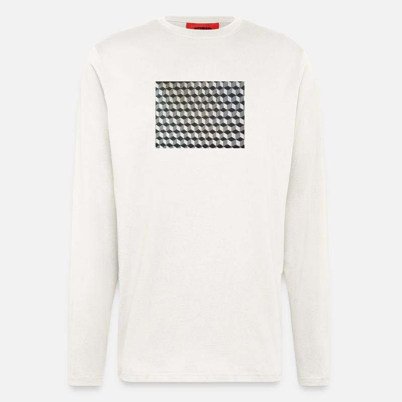 Three-dimensional cubes grayscale - Longsleeve - made by SPREAD  - OFF WHITE