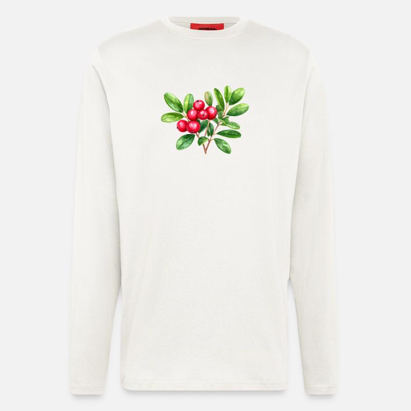 Preiselbeere – botanisches Aquarell - Langarmshirt - made by SPREAD  - OFF WHITE