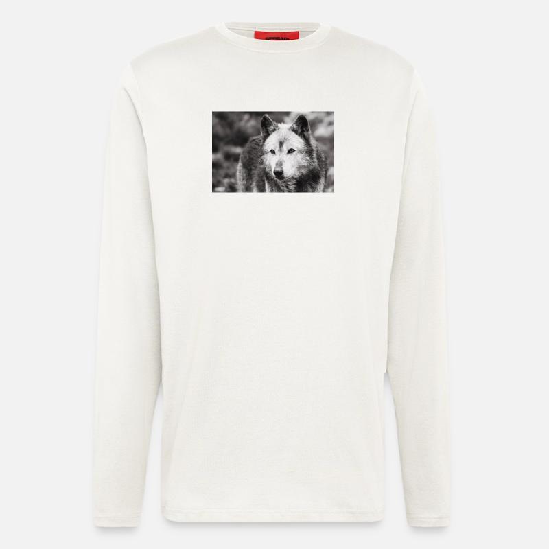 Lone Wolf Black and White - Langarmshirt - made by SPREAD  - OFF WHITE