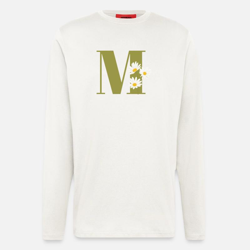 Buchstabe m grüne Gänseblümchen - Langarmshirt - made by SPREAD  - OFF WHITE