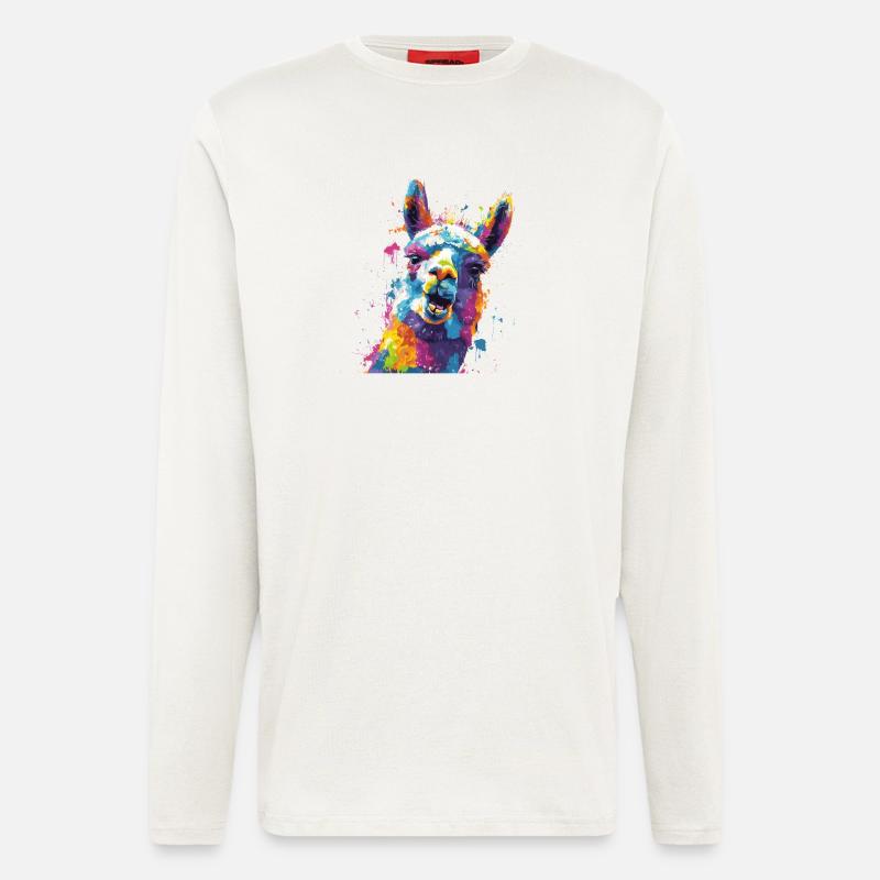 Llama Farbexplosion - Langarmshirt - made by SPREAD  - OFF WHITE