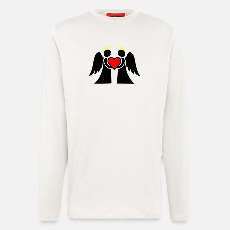 Engel Paar mit Herz Piktogramm - Langarmshirt - made by SPREAD - OFF WHITE