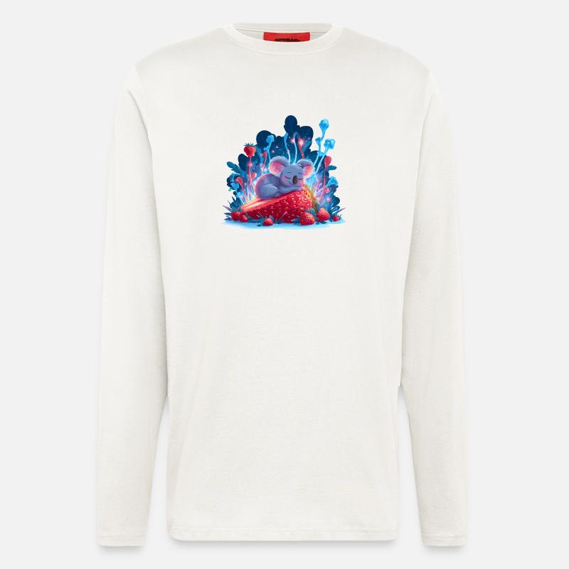 Schlafender Koala auf Erdbeere Neonwald - Langarmshirt - made by SPREAD  - OFF WHITE