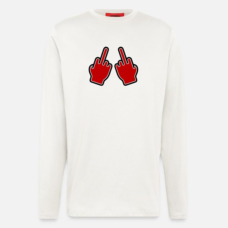 Mittelfinger Zeichen Hand - Langarmshirt - made by SPREAD  - OFF WHITE