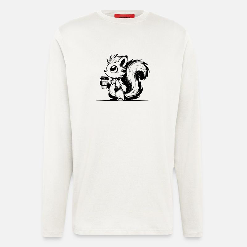 Eichhörnchen im Koffeinrausch - Bin schon wach - Langarmshirt - made by SPREAD  - OFF WHITE