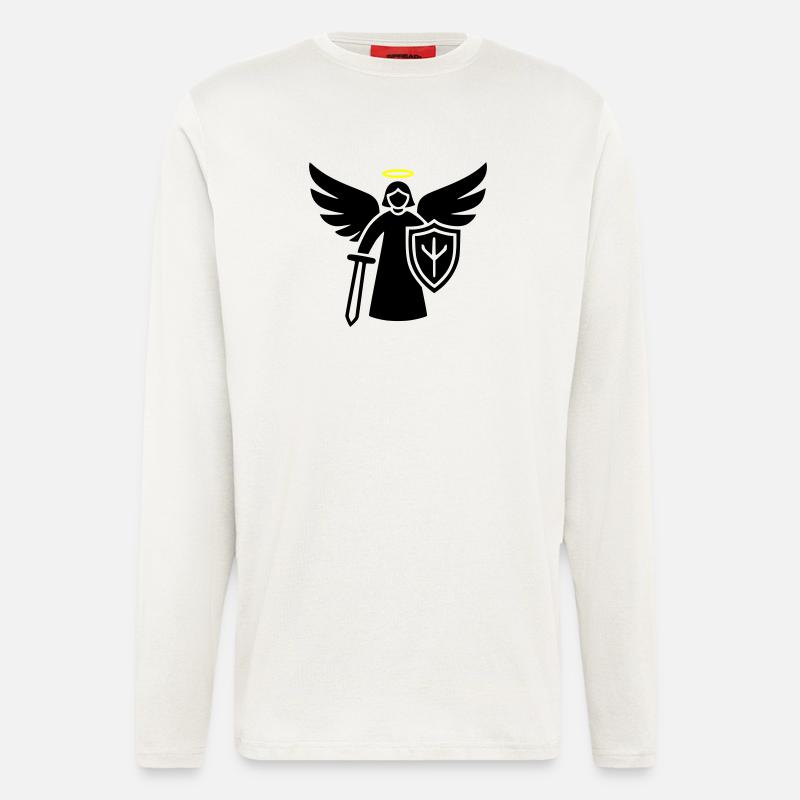 krieger engel piktogramm schild - Langarmshirt - made by SPREAD  - OFF WHITE