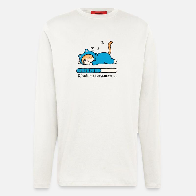 Katzenwecker wird aufgeladen... - Langarmshirt - made by SPREAD  - OFF WHITE