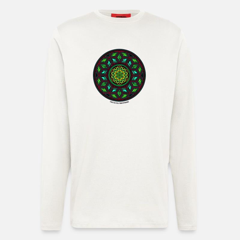 Fractal Evolution Kaleidoskop Mandala Muster Yoga - Langarmshirt - made by SPREAD  - OFF WHITE