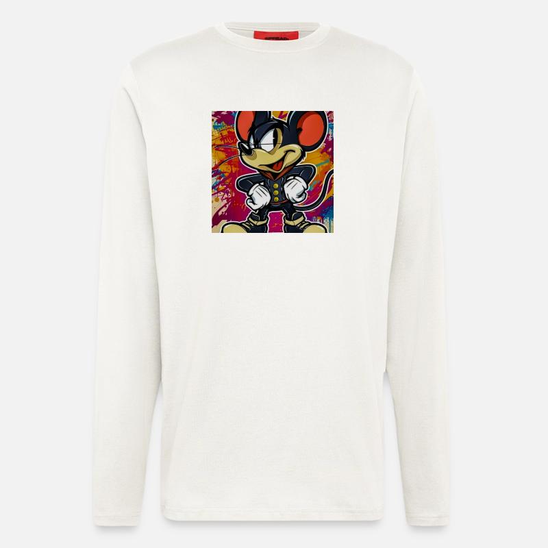Graffiti Mouseheld im Street Style - Langarmshirt - made by SPREAD  - OFF WHITE