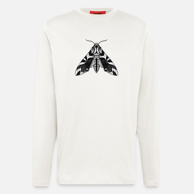 Moth Shadow Pattern Moth Black Moth - Longsleeve - made by SPREAD  - OFF WHITE