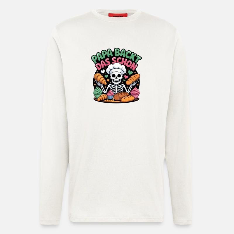 Daddy bakes this nice skeleton chef - Longsleeve - made by SPREAD  - OFF WHITE