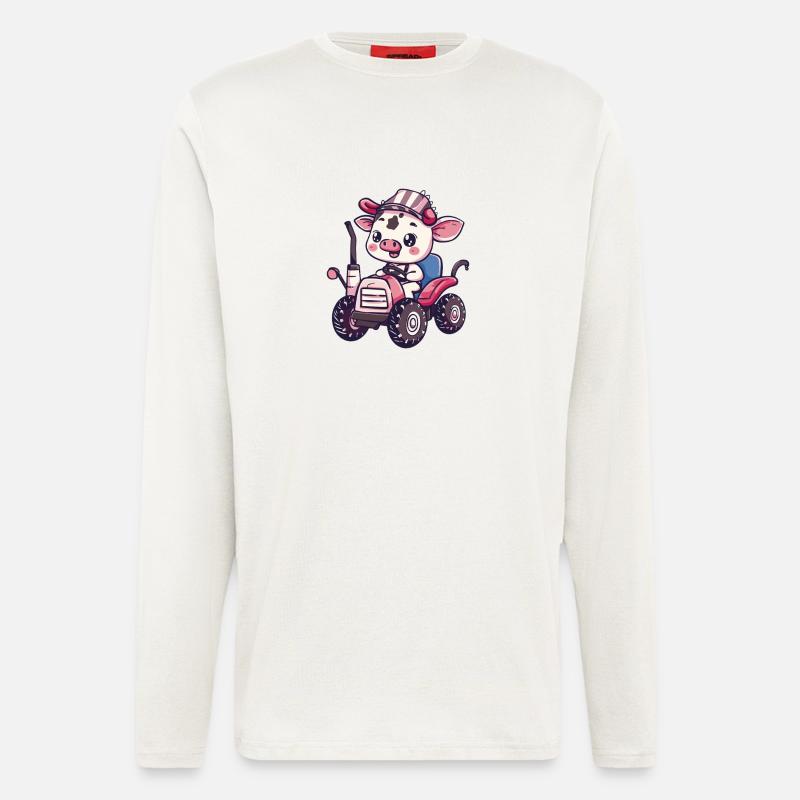 Kuh Traktor Farmer - Langarmshirt - made by SPREAD  - OFF WHITE