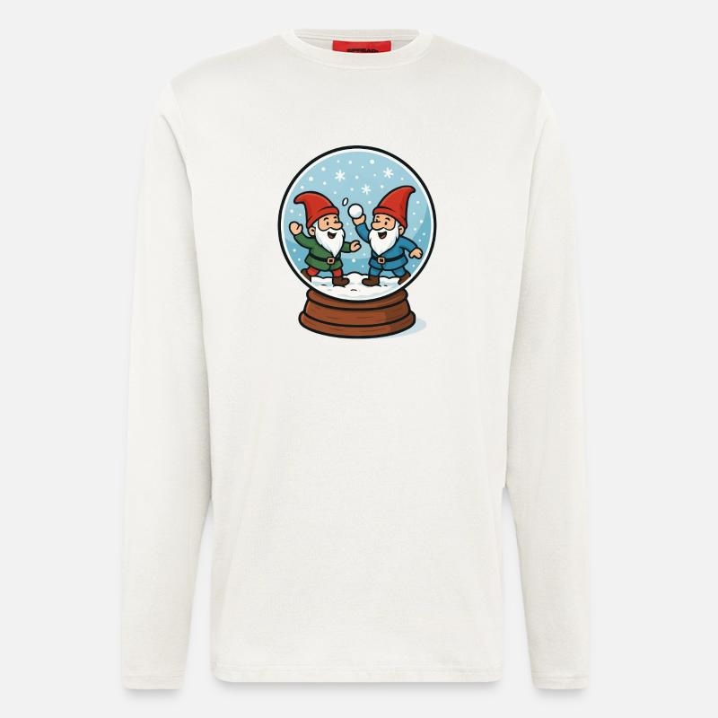 Zwerge in einer Schneekugel - Langarmshirt - made by SPREAD  - OFF WHITE