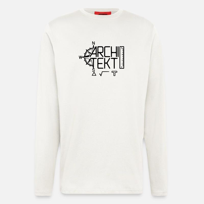 Conception architecte avec outil de dessin - Manches longues bio décontracté fabriqué en UE - OFF WHITE