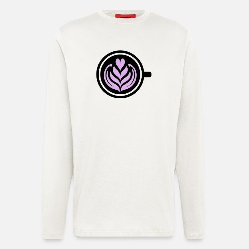 Kaffee-Liebe: Latte art Herz Vektor - Langarmshirt - made by SPREAD  - OFF WHITE