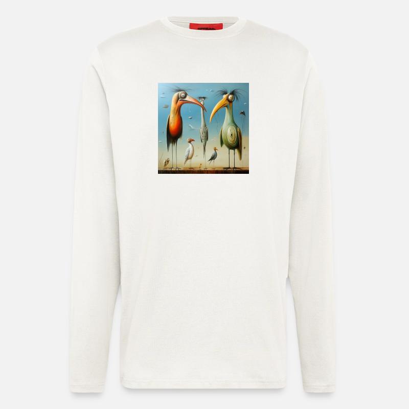 Surreale Vogeltruppe am Strand - Langarmshirt - made by SPREAD  - OFF WHITE