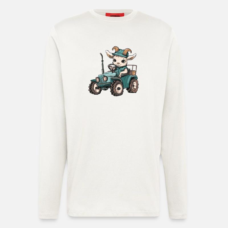 Bergziege Traktor Farmer - Langarmshirt - made by SPREAD  - OFF WHITE