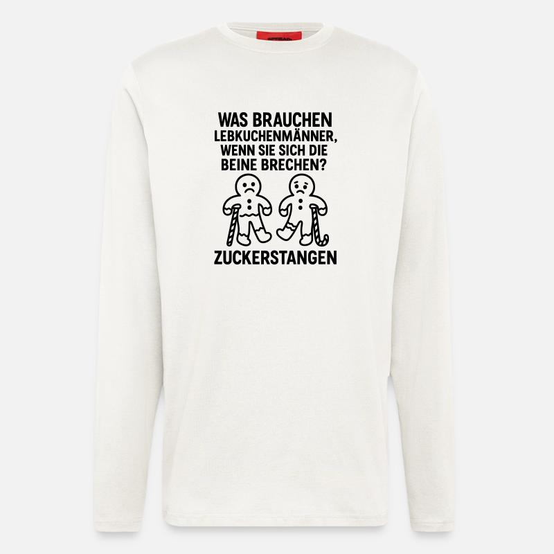 zuckerstangen lebkuchen advent witz - Langarmshirt - made by SPREAD  - OFF WHITE