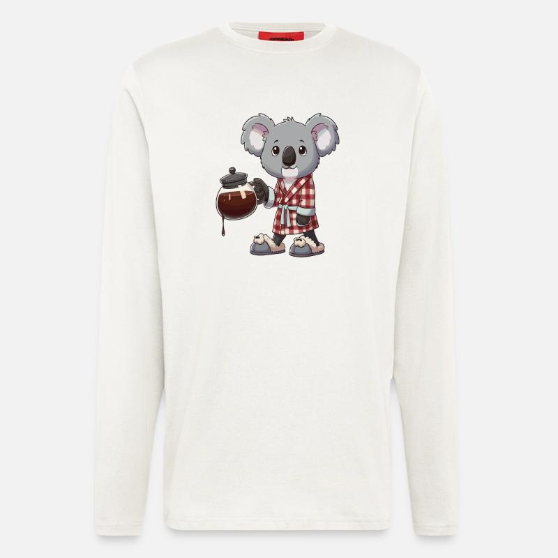 Funny Koala Coffee Lover Cozy Bathrobe - Longsleeve - made by SPREAD - OFF WHITE