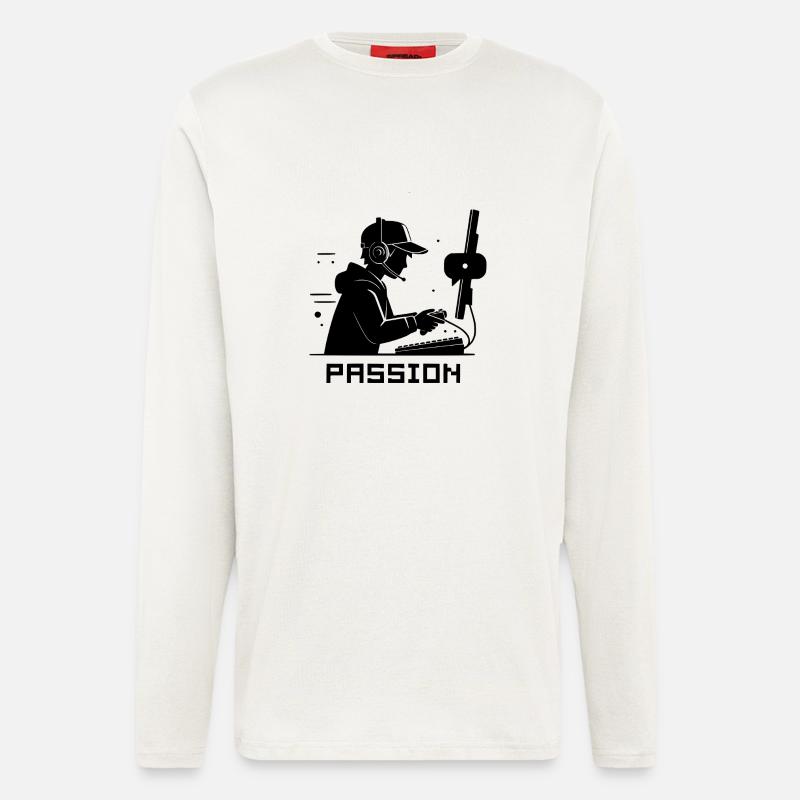 Gamer Silhouette schwarz - Passion - Langarmshirt - made by SPREAD  - OFF WHITE