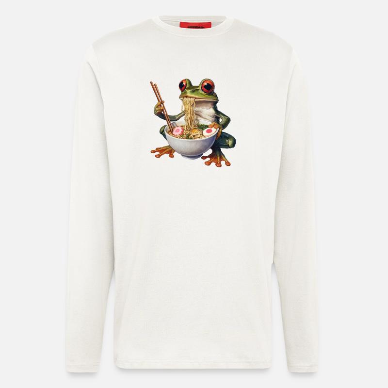 Frosch isst Ramen - Langarmshirt - made by SPREAD  - OFF WHITE