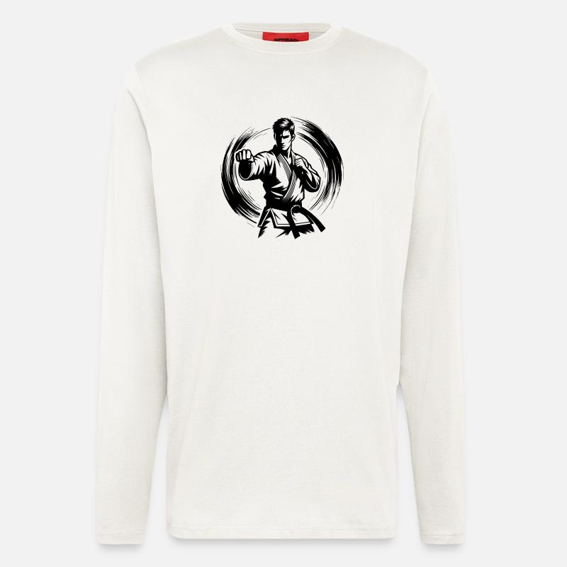 Dynamische Kampfpose Perfekte Karate Silhouette - Langarmshirt - made by SPREAD  - OFF WHITE