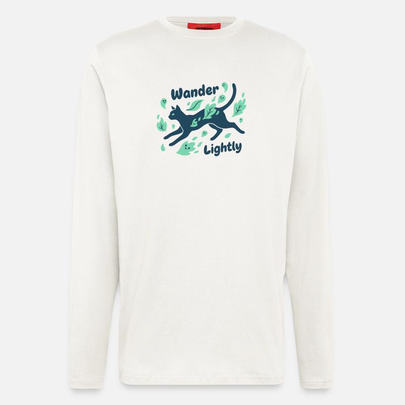 Katzenpfad durchs Blattmeer - Langarmshirt - made by SPREAD  - OFF WHITE