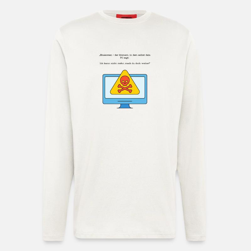 Blue Screen Humor Skull Warnung - Langarmshirt - made by SPREAD  - OFF WHITE