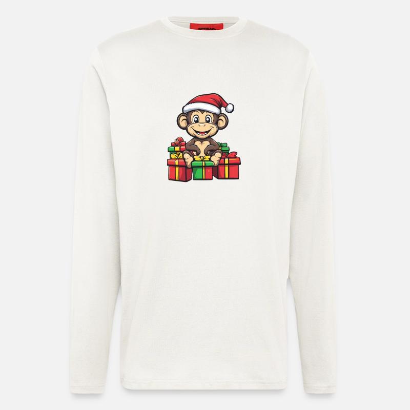 Affe Weihnachten Geschenke - Langarmshirt - made by SPREAD  - OFF WHITE