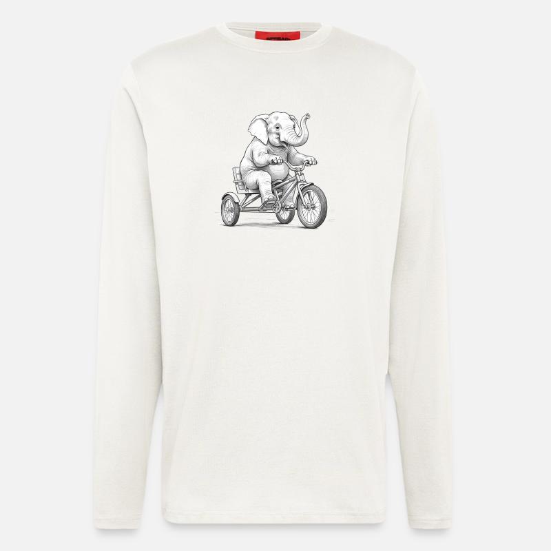 Elefant auf einem Dreirad - Langarmshirt - made by SPREAD  - OFF WHITE