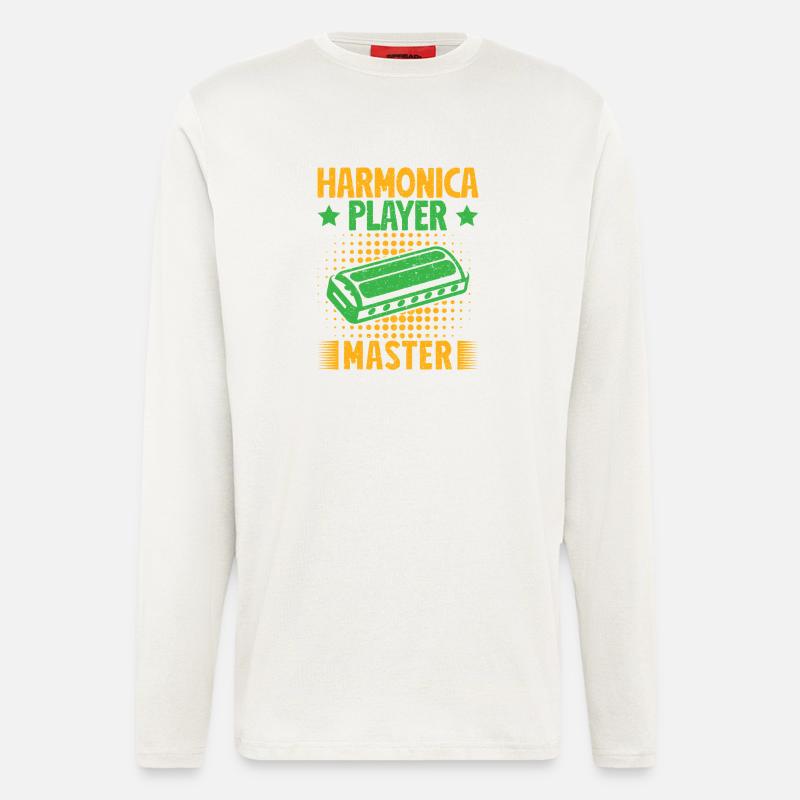 Funny Harmonica Player Master Harmonica - Longsleeve - made by SPREAD  - OFF WHITE